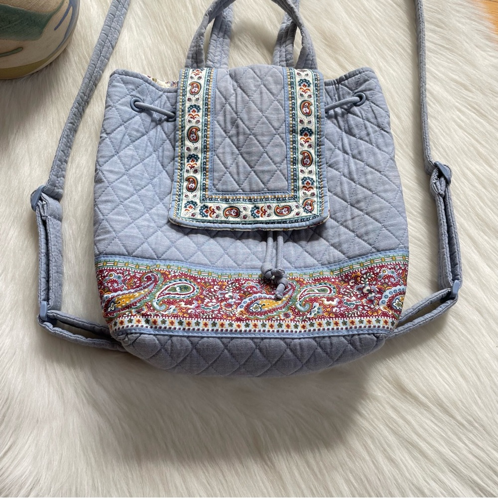 Vera Bradley Light Blue Quilted Paisley Accent Backpack - Picture 8 of 16